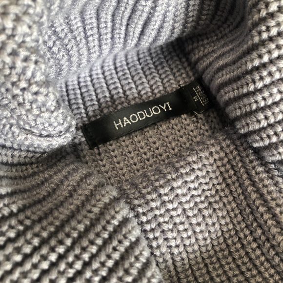 NWOT HAODUOYI grey/blue textured knit dress  M - Picture 4 of 9